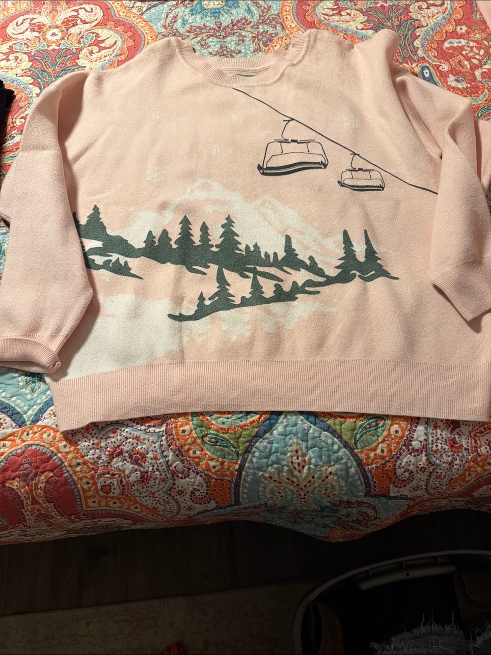 Women’s Scenic Crewneck Sweater in Light Pink